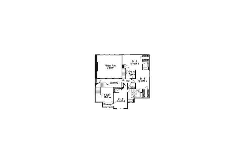 Architectural House Design - Floor Plan - Upper Floor for Tudor House Plan #57-575 - 4 bed, 4.5 bath