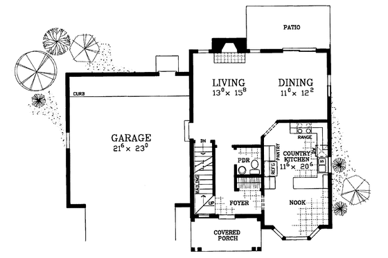 Floor Plan - Main Floor for Country House Plan #72-1105 - 3 bed, 2.5 bath