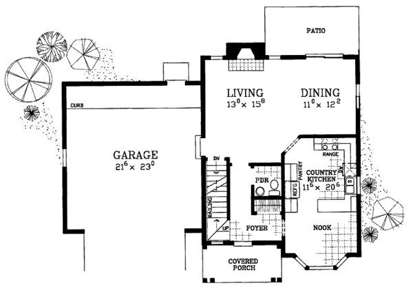 House Design - Country Floor Plan - Main Floor Plan #72-1105