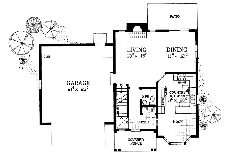 Dream House Plan - Floor Plan - Main Floor for Country House Plan #72-1105 - 3 bed, 2.5 bath