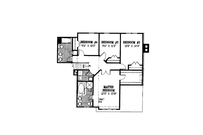 House Plan Design - Floor Plan - Upper Floor for Traditional House Plan #953-20 - 4 bed, 2.5 bath