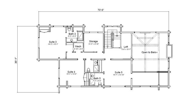 Home Plan - Log Floor Plan - Upper Floor Plan #451-28