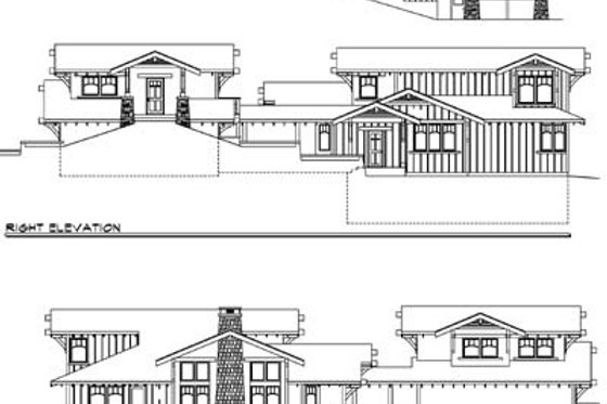 Exterior - Rear Elevation for Prairie House Plan #124-553 - 3 bed, 3.5 bath