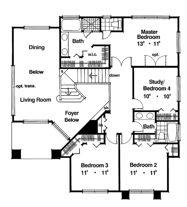House Plan Design - Mediterranean Floor Plan - Upper Floor Plan #417-484