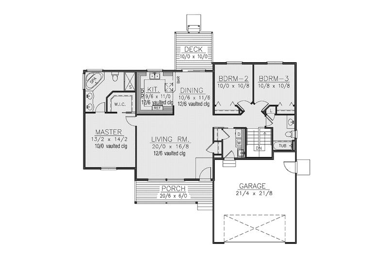 Home Plan - Floor Plan - Main Floor for Country House Plan #1037-50 - 3 bed, 2 bath