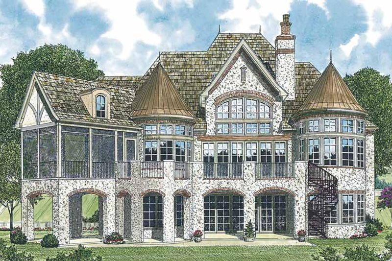 Home Plan - Exterior - Rear Elevation for European House Plan #453-543 - 3 bed, 3.5 bath