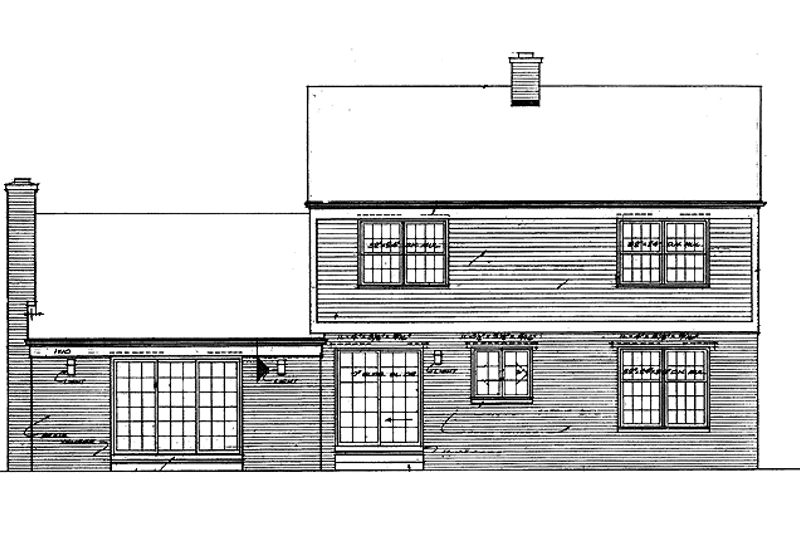 Home Plan - Exterior - Rear Elevation for Colonial House Plan #72-705 - 4 bed, 2.5 bath