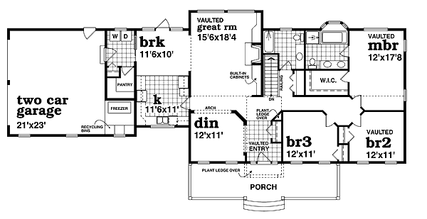 Ranch Floor Plan - Main Floor Plan #47-378