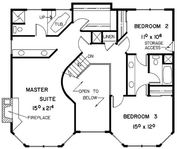 Home Plan - Country Floor Plan - Upper Floor Plan #60-970