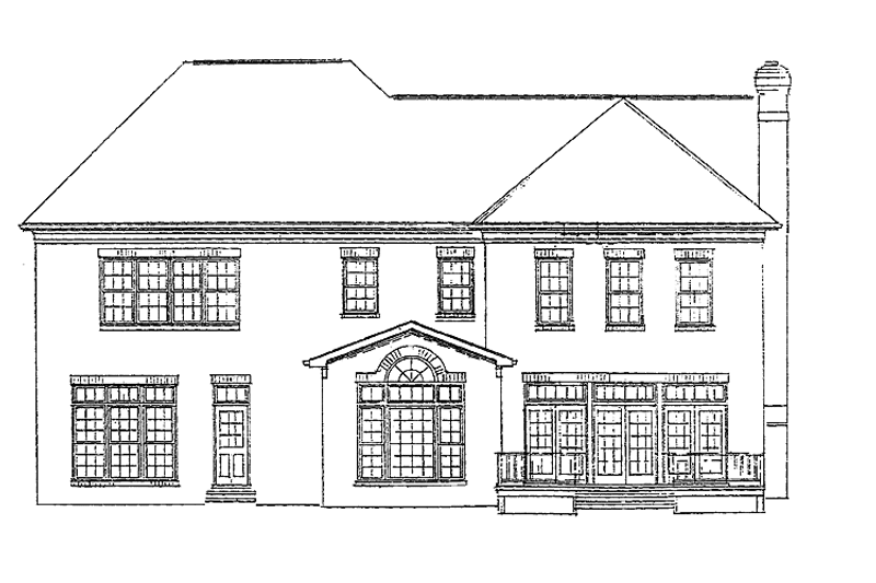 Architectural House Design - Exterior - Rear Elevation for Colonial House Plan #453-175 - 5 bed, 4 bath