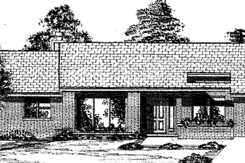 Architectural House Design - Exterior - Front Elevation 3 for Ranch House Plan #52-258 - 3 bed, 3 bath