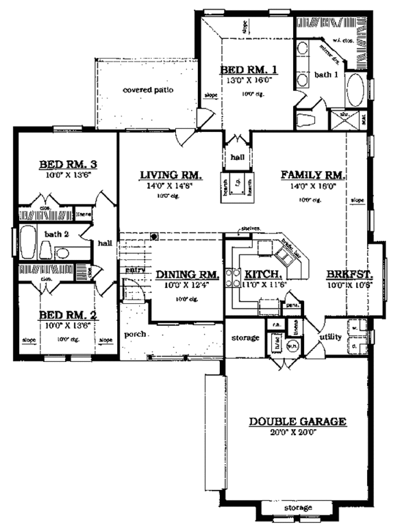 Traditional Style House Plan 3 Beds 2 Baths 2009 Sq/Ft