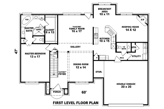 Floor Plan - Main Floor for European House Plan #81-848 - 4 bed, 3.5 bath