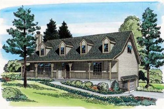 Exterior - Front Elevation for Country House Plan #312-592 - 4 bed, 2.5 bath