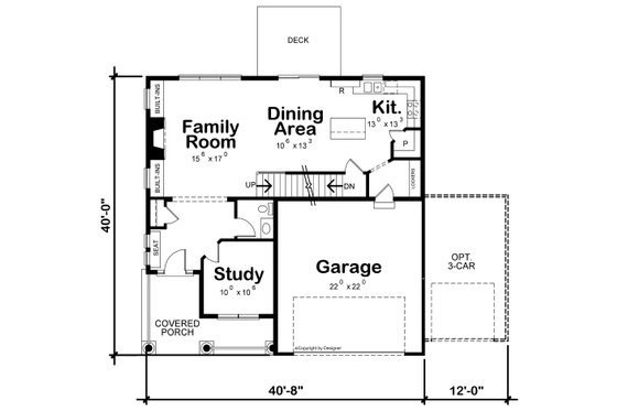 Floor Plan - Main Floor for Craftsman House Plan #20-2453 - 4 bed, 2.5 bath