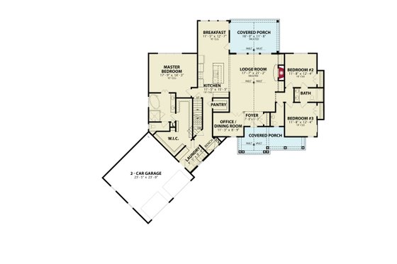 Floor Plan - Main Floor for Ranch House Plan #54-498 - 3 bed, 2.5 bath