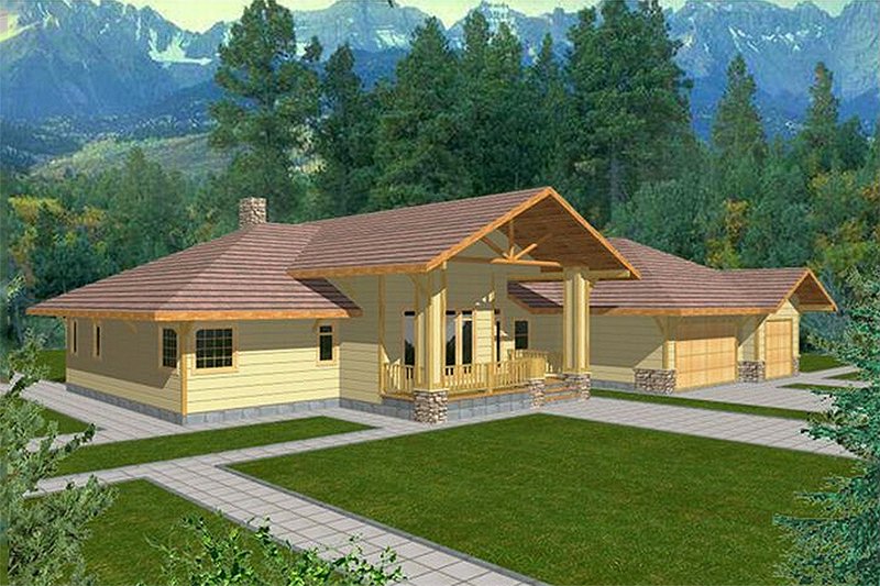 Architectural House Design - Ranch Exterior - Front Elevation Plan #117-437