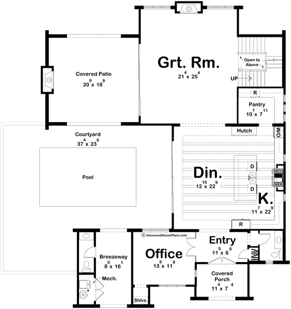 Architectural House Design - Floor Plan - Main Floor for Beach House Plan #455-762 - 5 bed, 4 bath