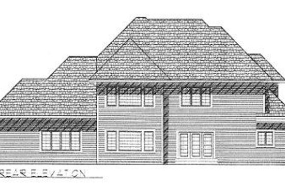 Exterior - Rear Elevation for European House Plan #70-523 - 4 bed, 3.5 bath