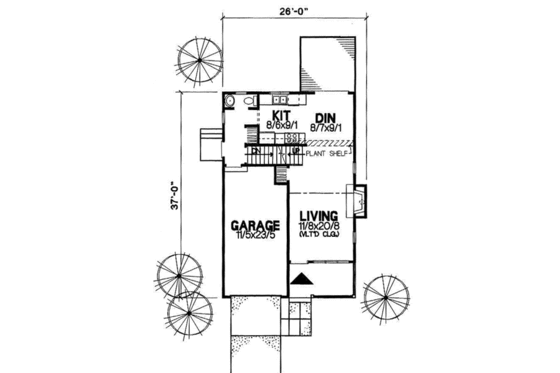 Floor Plan - Main Floor for Traditional House Plan #50-211 - 2 bed, 1.5 bath