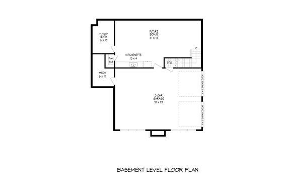 Floor Plan - Lower Floor for Contemporary House Plan #932-558 - 2 bed, 2.5 bath