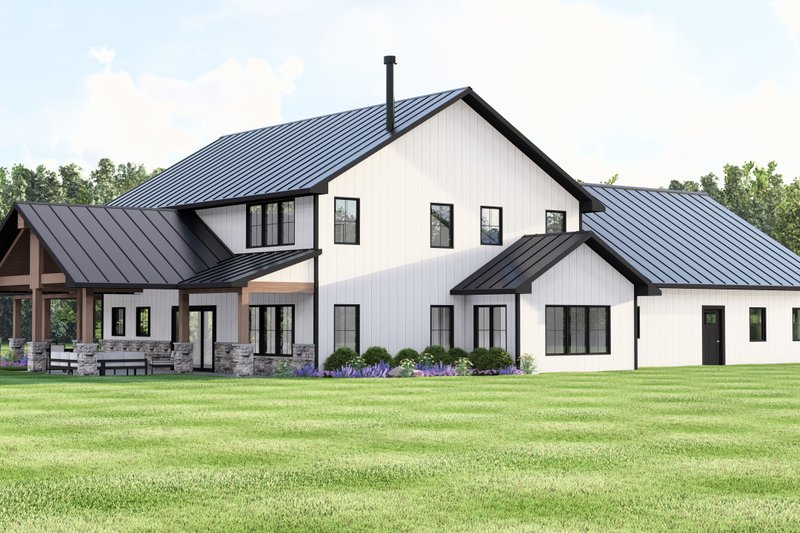 House Blueprint - Exterior - Rear Elevation for Barndominium House Plan #1064-401 - 3 bed, 3 bath