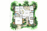 Mediterranean Style House Plan - 4 Beds 3 Baths 2259 Sq/Ft Plan #27-281 