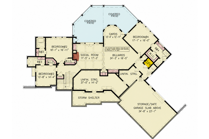 House Plan Design - Floor Plan - Lower Floor for Country House Plan #54-714 - 5 bed, 5 bath