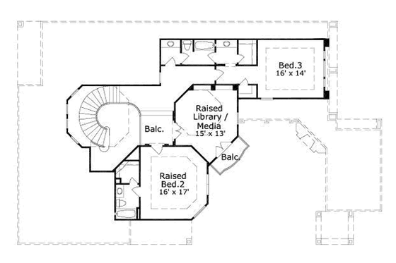 Floor Plan - Upper Floor for Mediterranean House Plan #411-171 - 3 bed, 4.5 bath