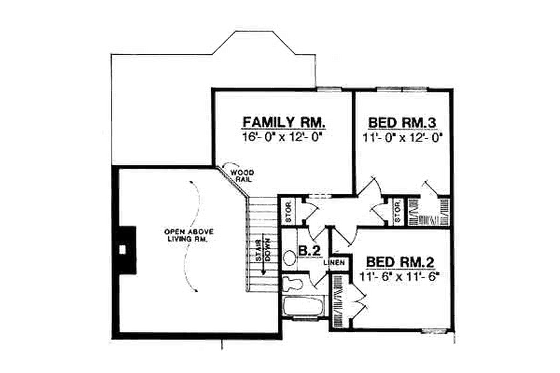 Floor Plan - Upper Floor for Traditional House Plan #40-124 - 3 bed, 2 bath