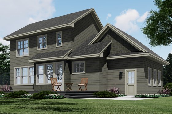 Exterior - Rear Elevation for Traditional House Plan #51-1195 - 3 bed, 2.5 bath