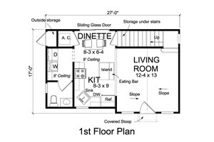 Floor Plan - Main Floor for Cottage House Plan #513-2180 - 1 bed, 1.5 bath