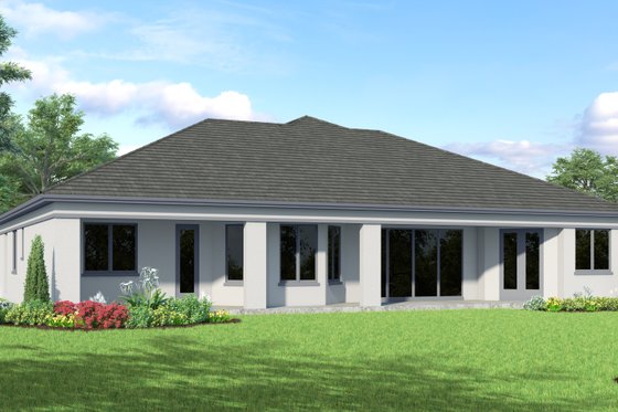 Exterior - Rear Elevation for Ranch House Plan #930-487 - 3 bed, 3.5 bath