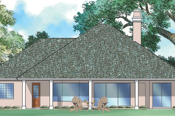 Exterior - Rear Elevation for Ranch House Plan #930-95 - 3 bed, 2 bath