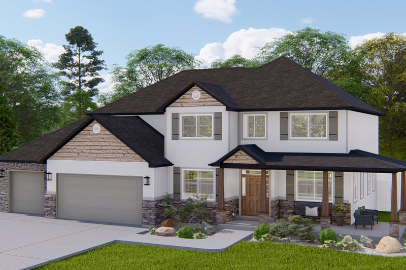 House Blueprint - Exterior - Front Elevation 3 for Traditional House Plan #1060-135 - 4 bed, 2.5 bath
