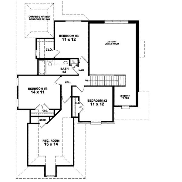 Floor Plan - Upper Floor for European House Plan #81-748 - 4 bed, 2.5 bath