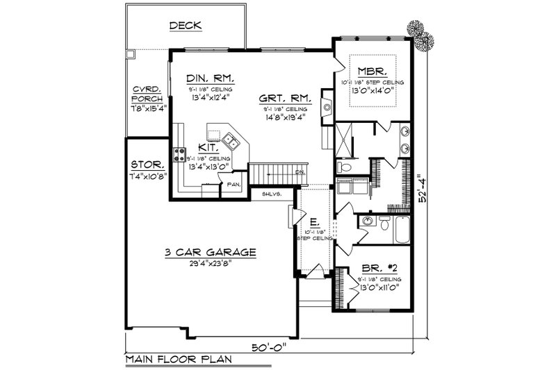 Home Plan - Floor Plan - Main Floor for Traditional House Plan #70-1535 - 2 bed, 1 bath