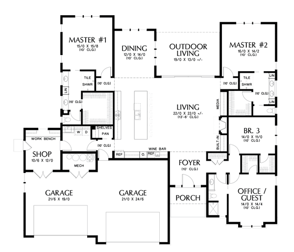 Dream House Plan - Contemporary Floor Plan - Main Floor Plan #48-1022