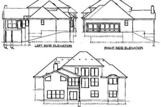 Exterior - Rear Elevation for European House Plan #67-702 - 3 bed, 3 bath