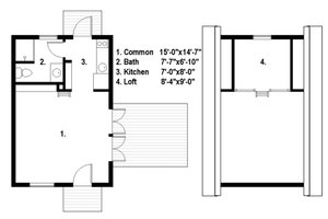 Floor Plan - Main Floor for Cottage House Plan #497-52 - 1 bed, 1 bath