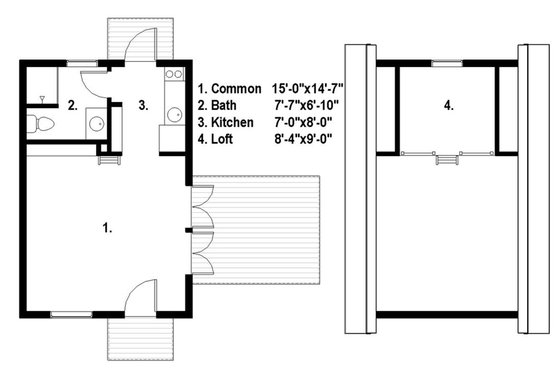 Floor Plan - Main Floor for Cottage House Plan #497-52 - 1 bed, 1 bath