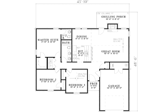 Floor Plan - Main Floor for Traditional House Plan #17-2086 - 3 bed, 2 bath