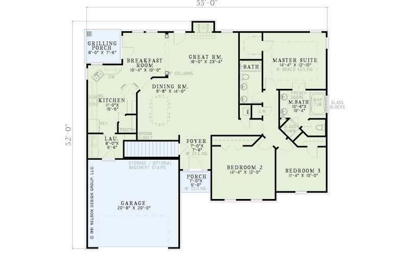 Home Plan - Floor Plan - Main Floor for Ranch House Plan #17-3245 - 3 bed, 2 bath