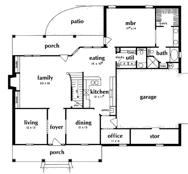Home Plan - Colonial Floor Plan - Main Floor Plan #36-597