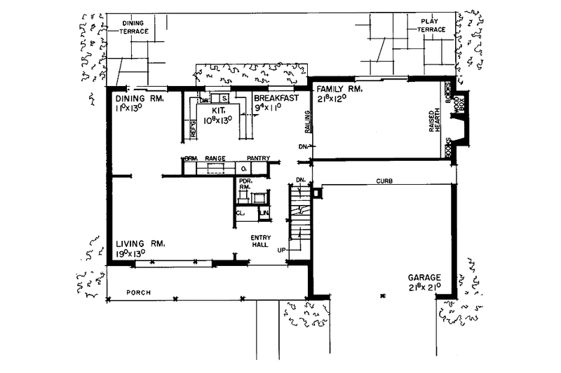 Architectural House Design - Floor Plan - Main Floor for Country House Plan #72-565 - 5 bed, 3.5 bath