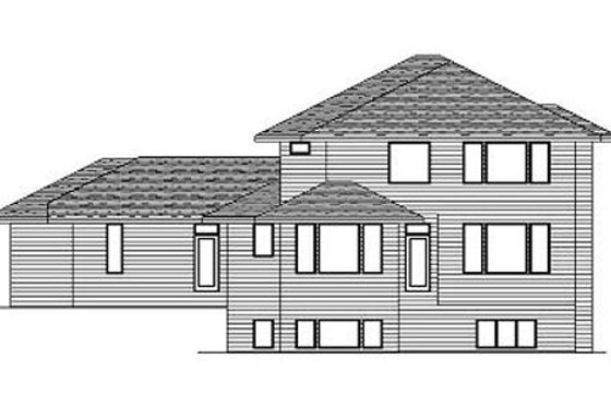 Exterior - Rear Elevation for Prairie House Plan #51-283 - 3 bed, 2.5 bath