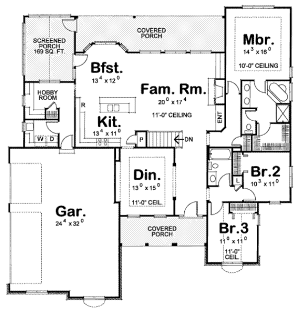 Architectural House Design - Traditional Floor Plan - Main Floor Plan #20-1663