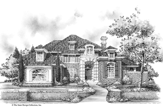 Exterior - Front Elevation 3 for Mediterranean House Plan #930-267 - 4 bed, 4.5 bath
