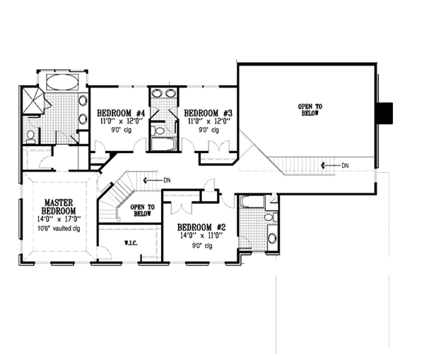 House Plan Design - Colonial Floor Plan - Upper Floor Plan #953-33
