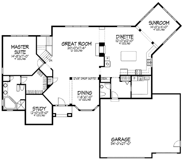 Home Plan - Traditional Floor Plan - Main Floor Plan #51-788